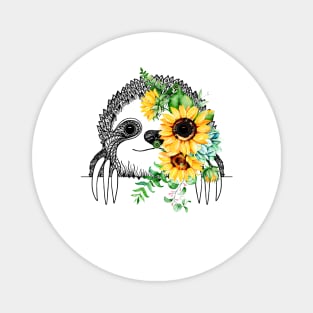 Sloth With Flower Magnet